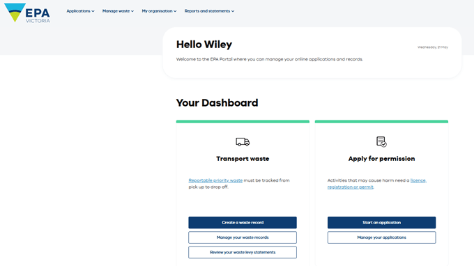 epa waste tracker admin portal login