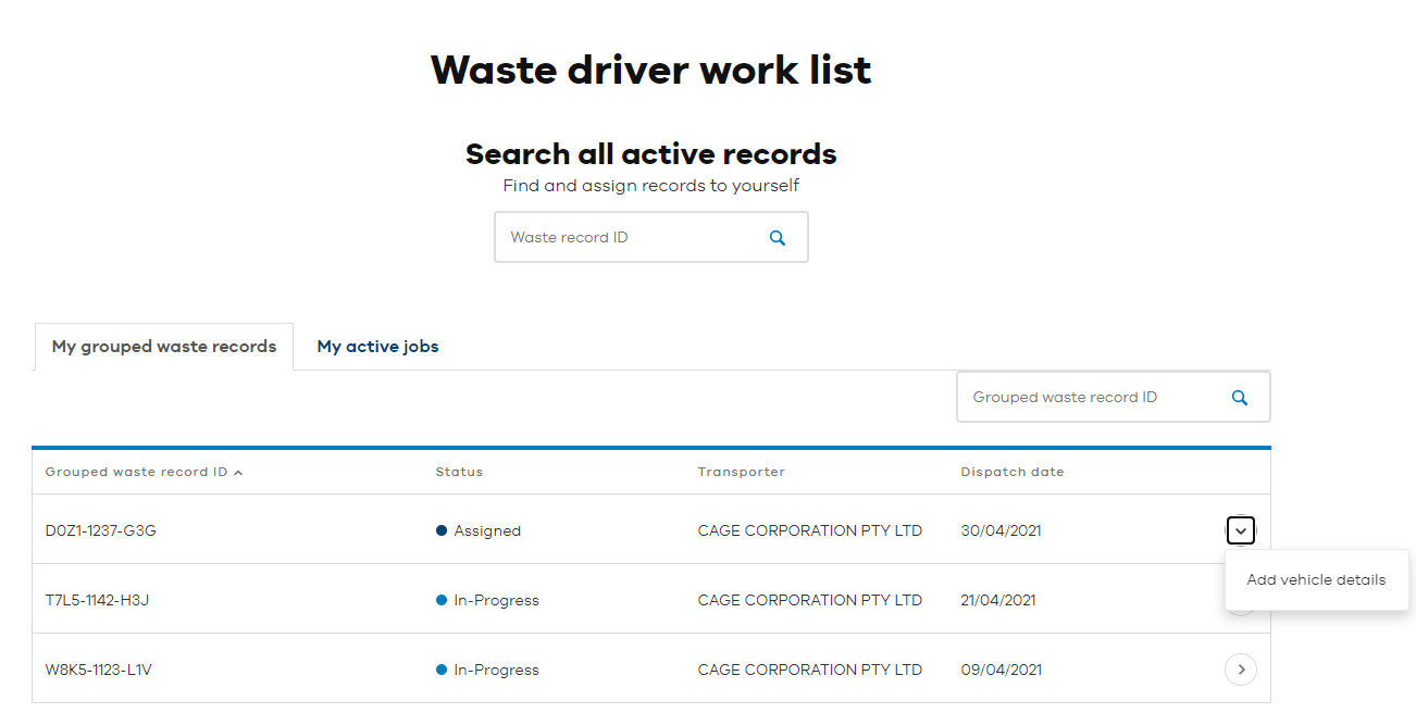 Add vehicle details