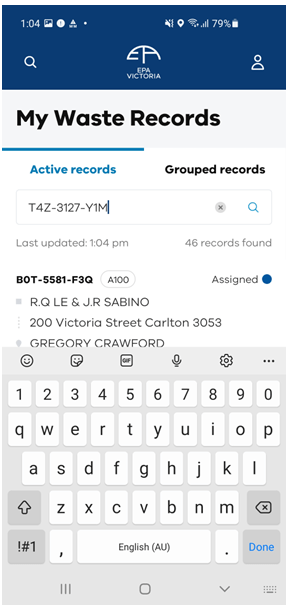 Find waste record