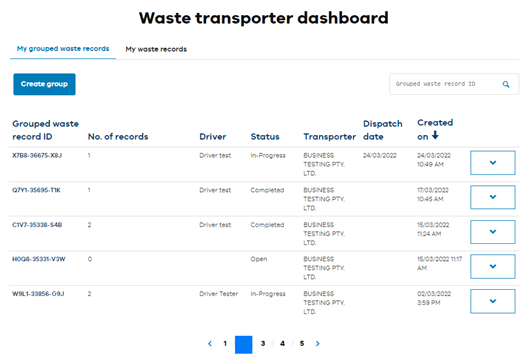 Grouped Waste record