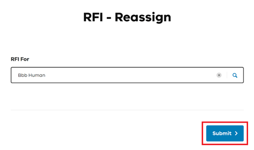 Submit the new RFI contact selection