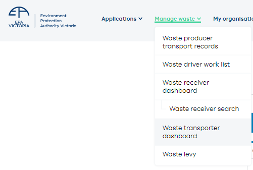 Manage waste menu