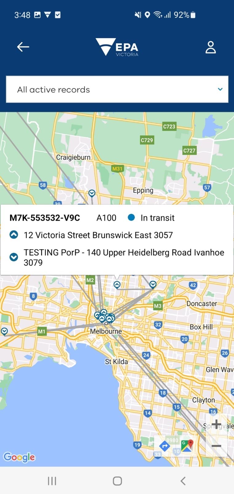 Select pin on the map